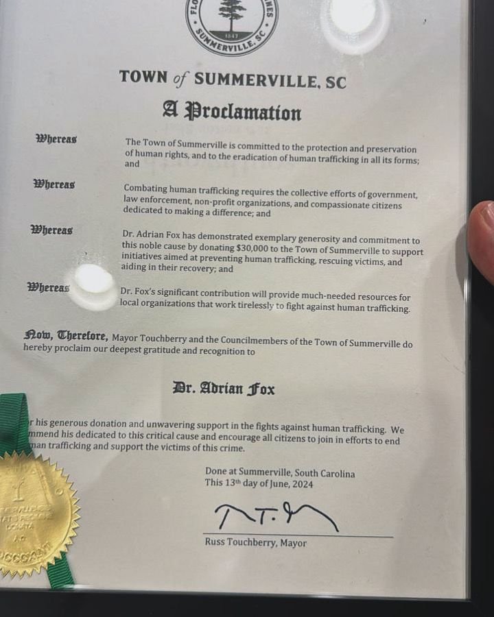 Dr. Adrian Fox Honored with “Adrian Fox Day” for Global Leadership in the Fight Against Human Trafficking