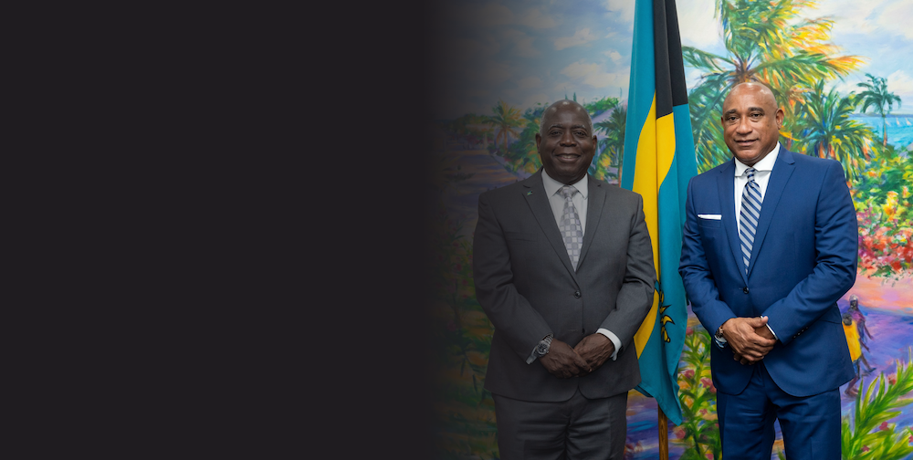 Prime Minitister Davis standing alongside The Honorable Dr. Adrian Fox.